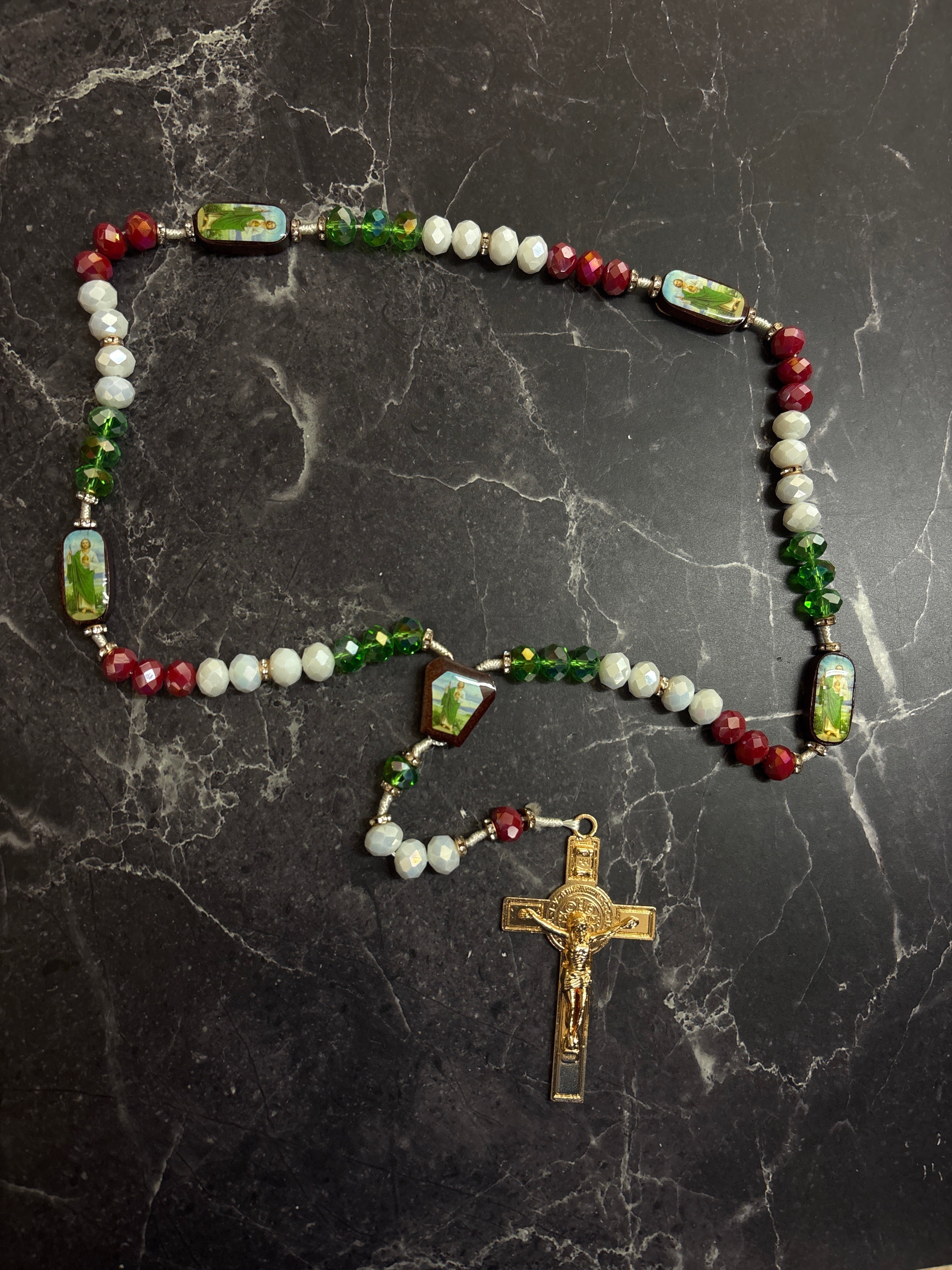 Saint Jude Beaded Rosary Necklace – Multiple Colors