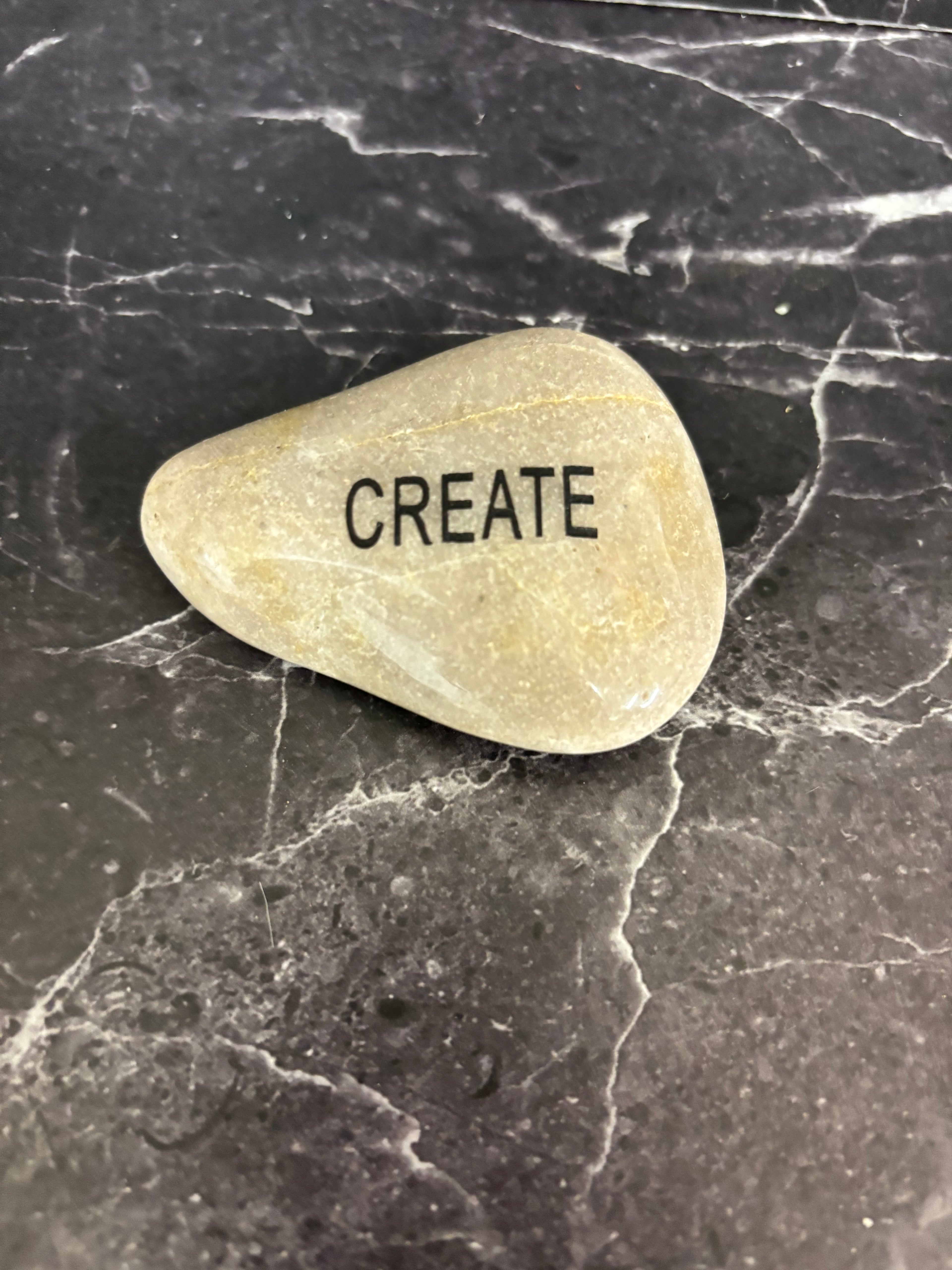 Engraved Intention Stones – Meditation, Create, Imagination, Energy, Celebrate (Sold Individually)