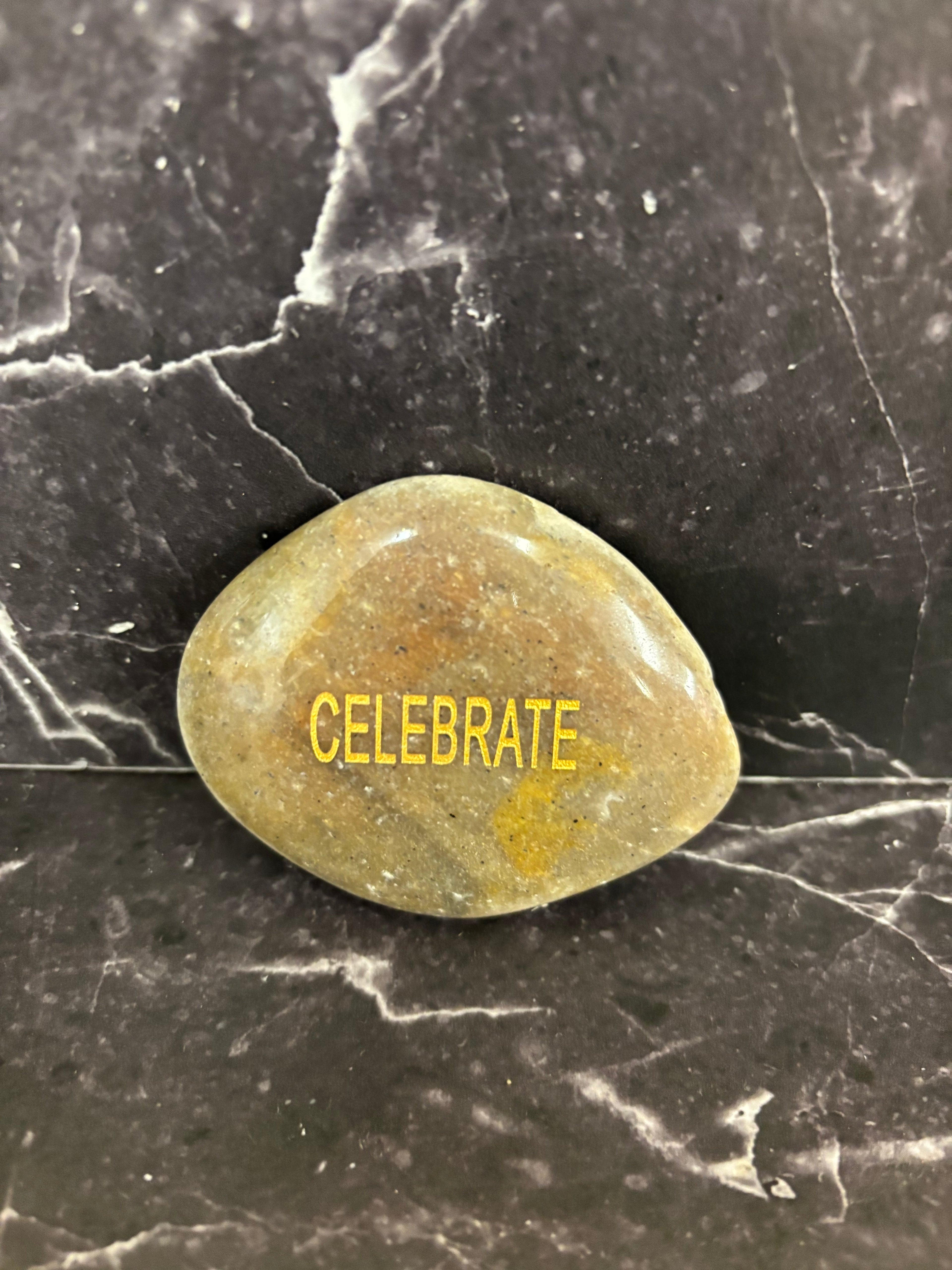 Engraved Intention Stones – Meditation, Create, Imagination, Energy, Celebrate (Sold Individually)