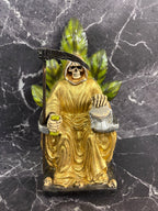 10” prepared Santa Muerte Throne Statue – Golden & Red Variants