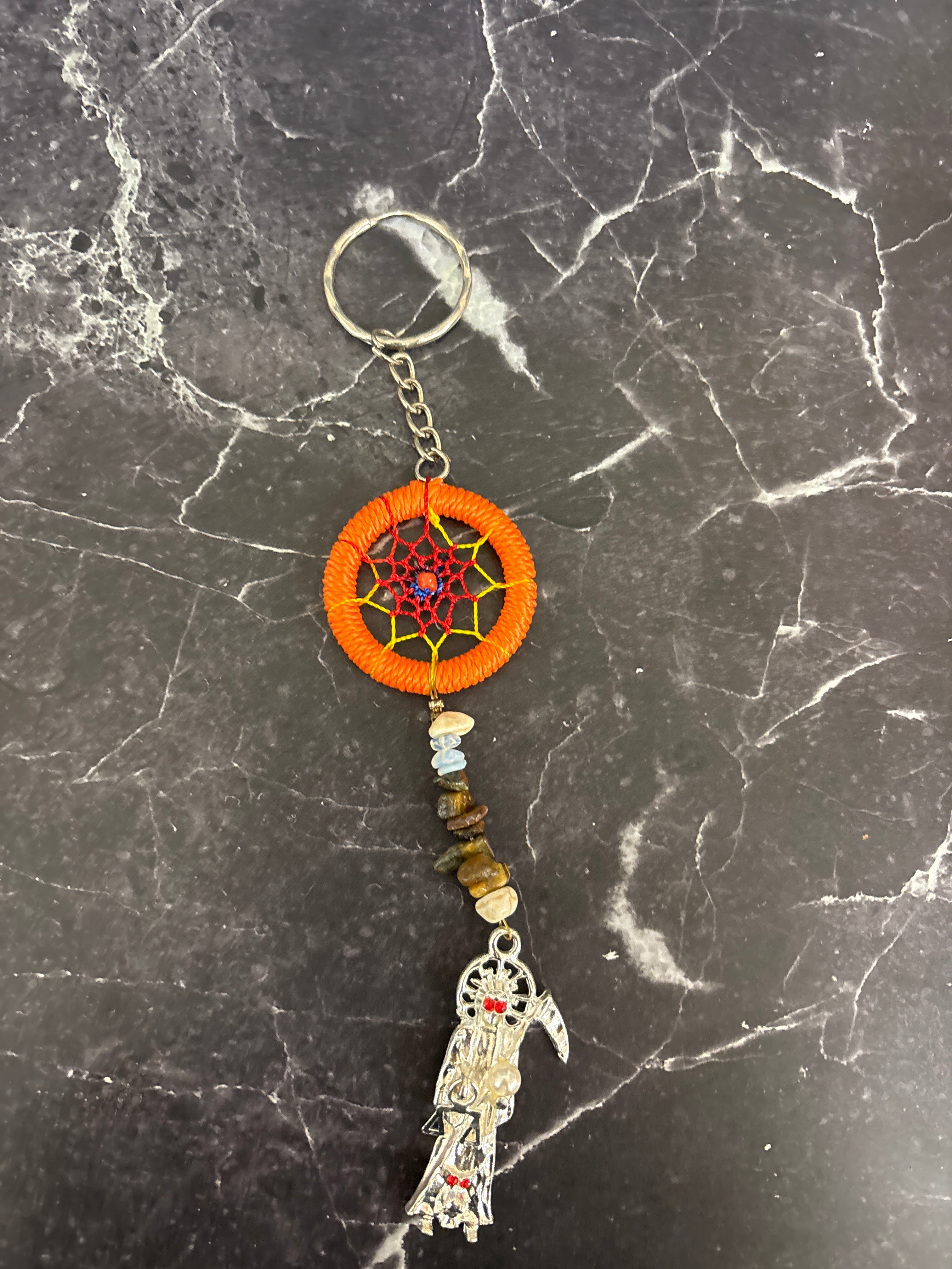 Santa Muerte Dreamcatcher Keychain