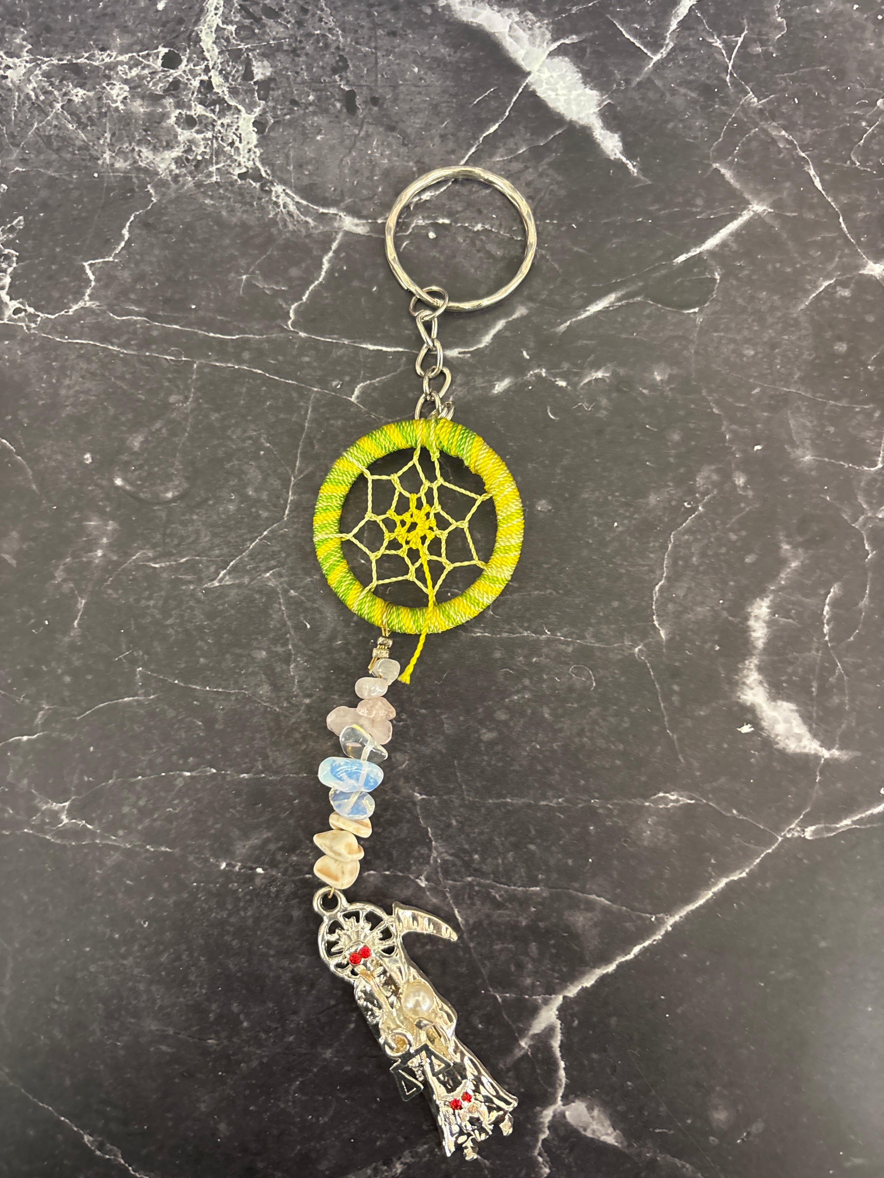 Santa Muerte Dreamcatcher Keychain