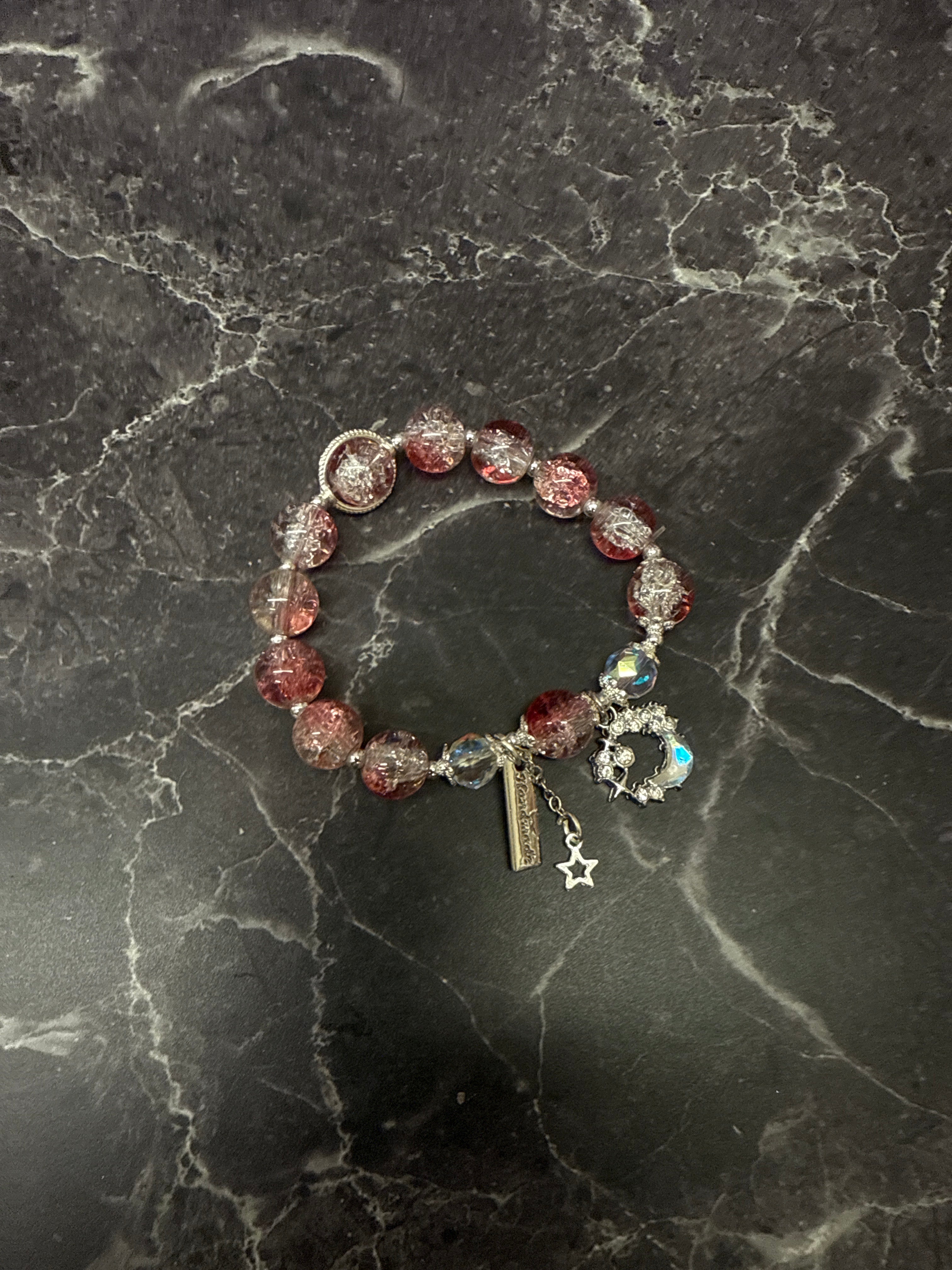 ✨ Crystal Charm Beaded Bracelets – Moon, Heart, and Star Variants