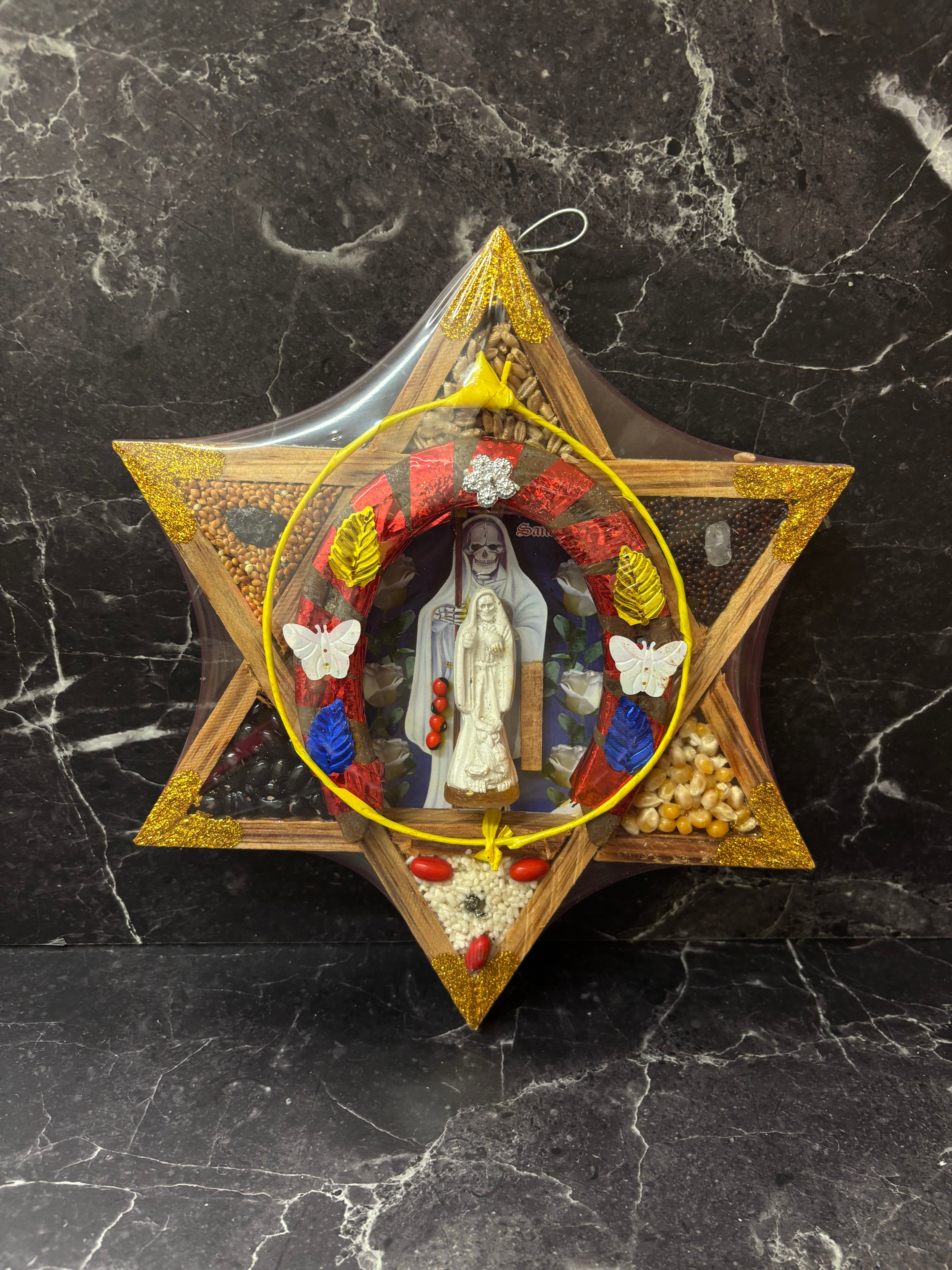 Santa Muerte Star Shaped Wooden Altar