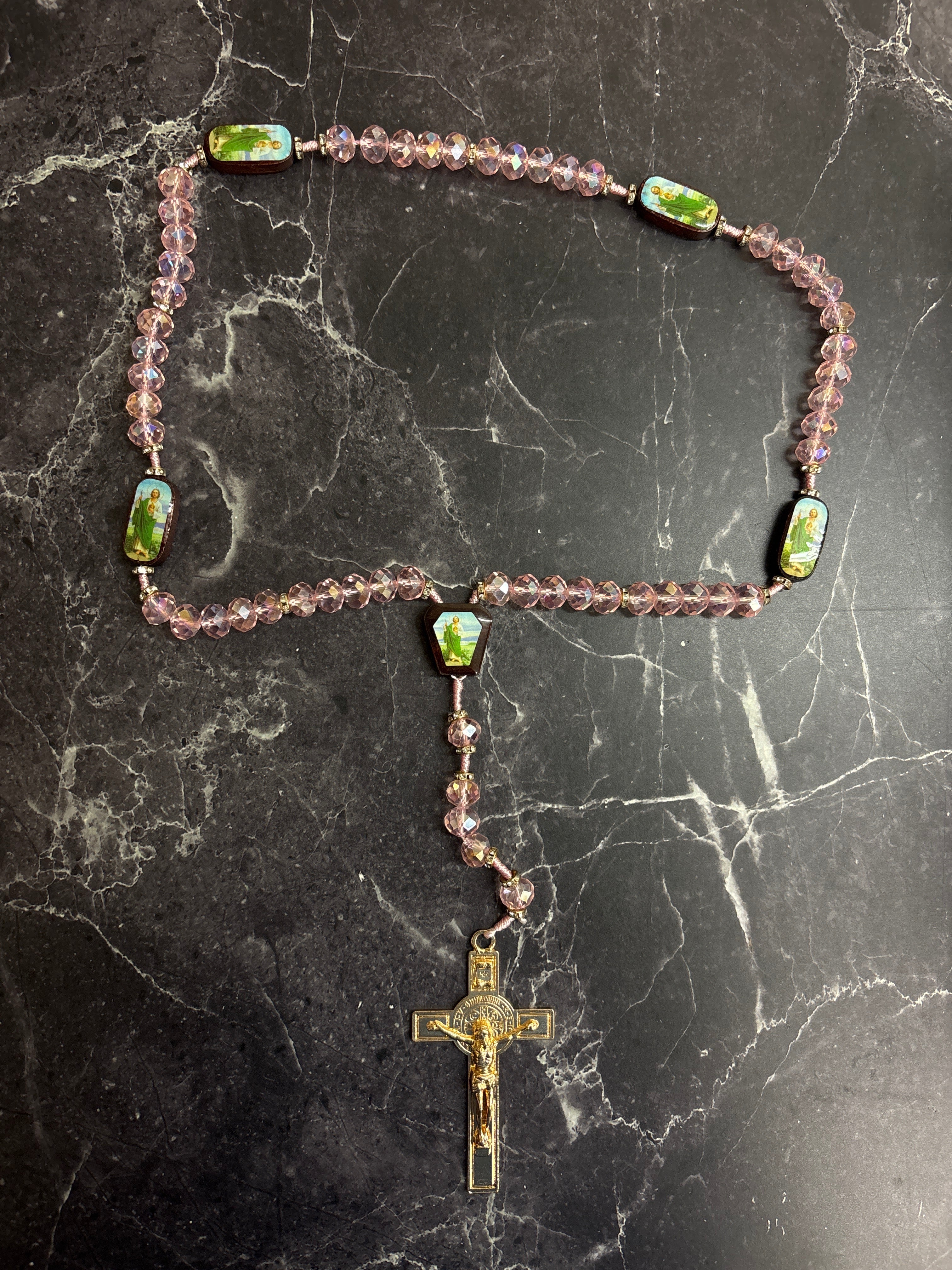 Saint Jude Beaded Rosary Necklace – Multiple Colors