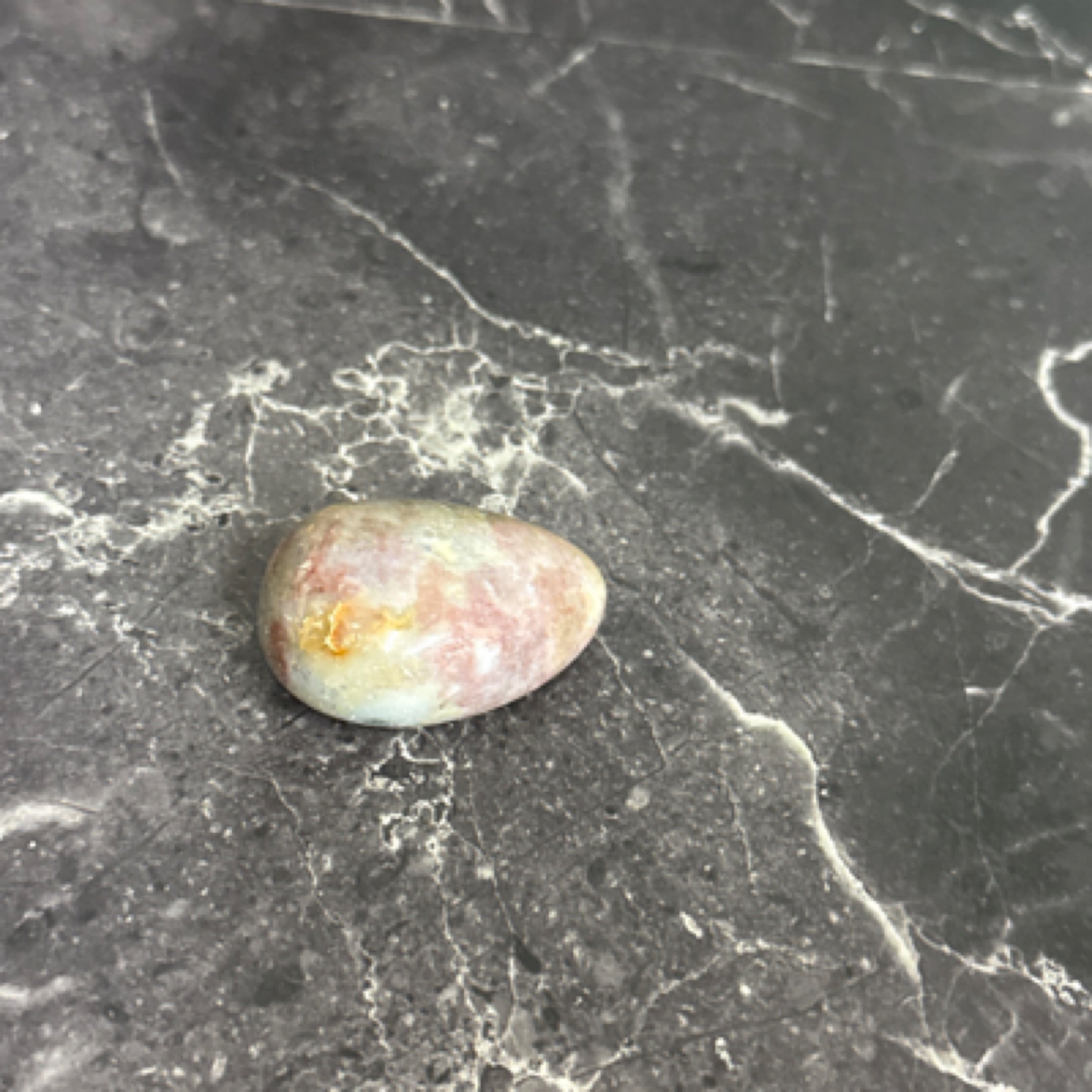 Ocean Jasper palm stone  with pink and yellow