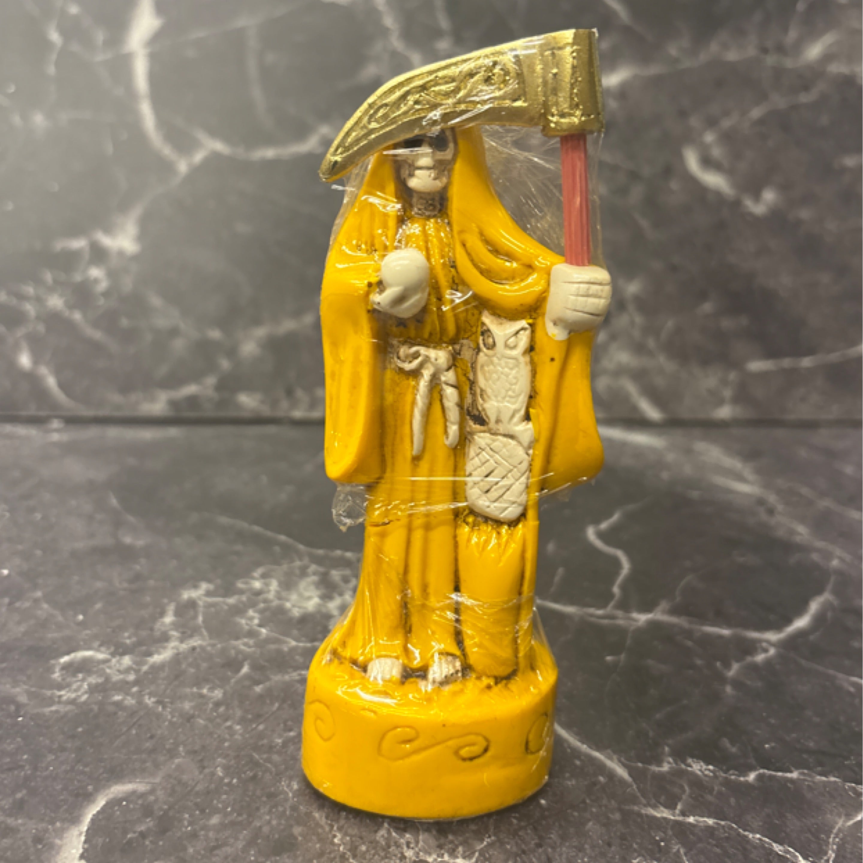 Santa Muerte Mini Statue Collection – Blue, Pink, Yellow & Orange (5.5”) prepared