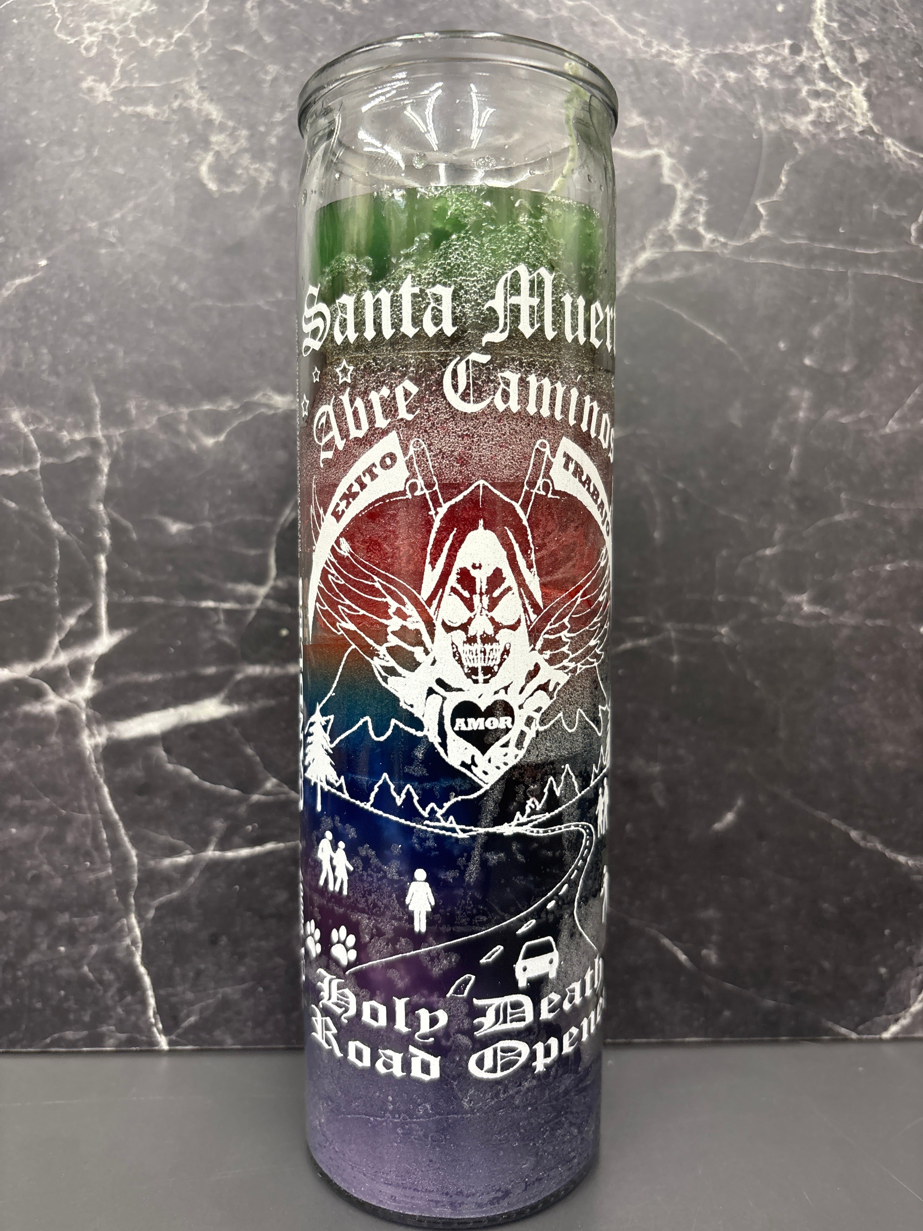 🕯️ Santa Muerte Road Opener Candle – Abre Caminos for Love, Work & Success (Prepared or Unprepared)