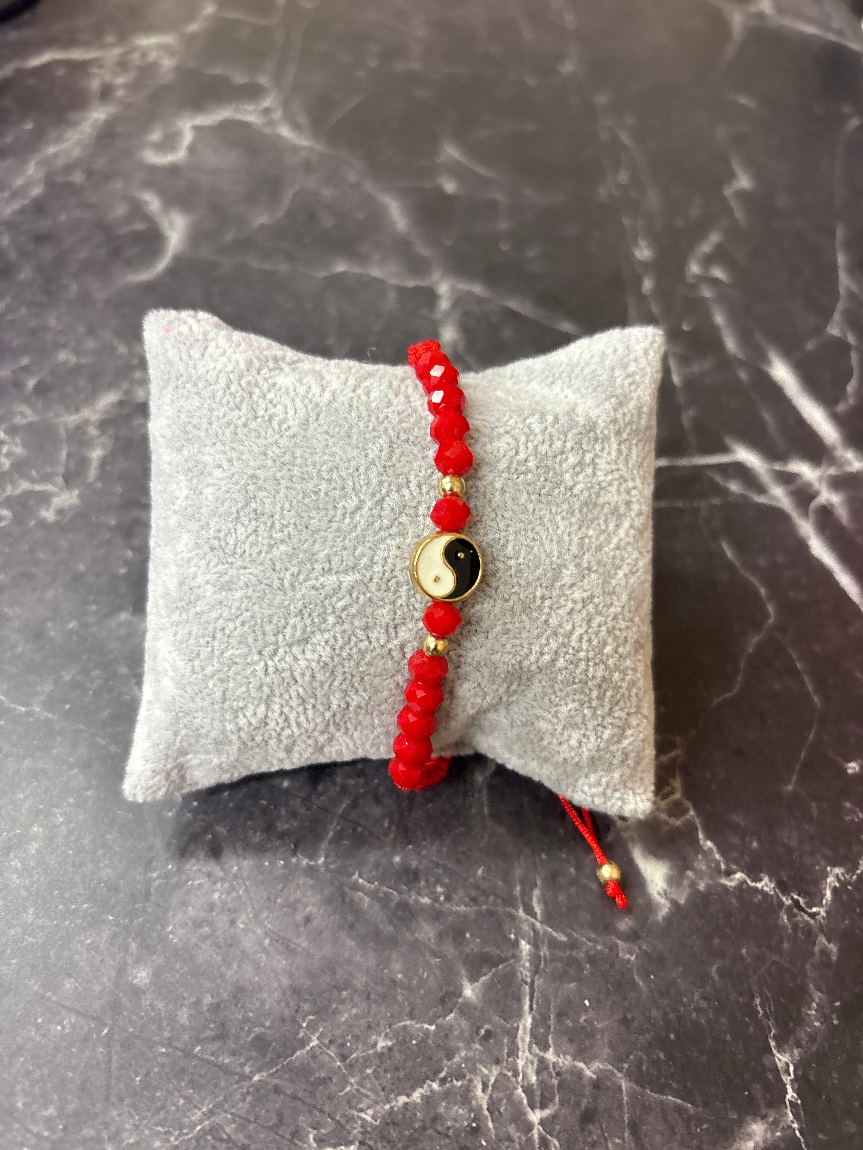 Red Beaded Yin Yang Bracelet – Balance & Protection