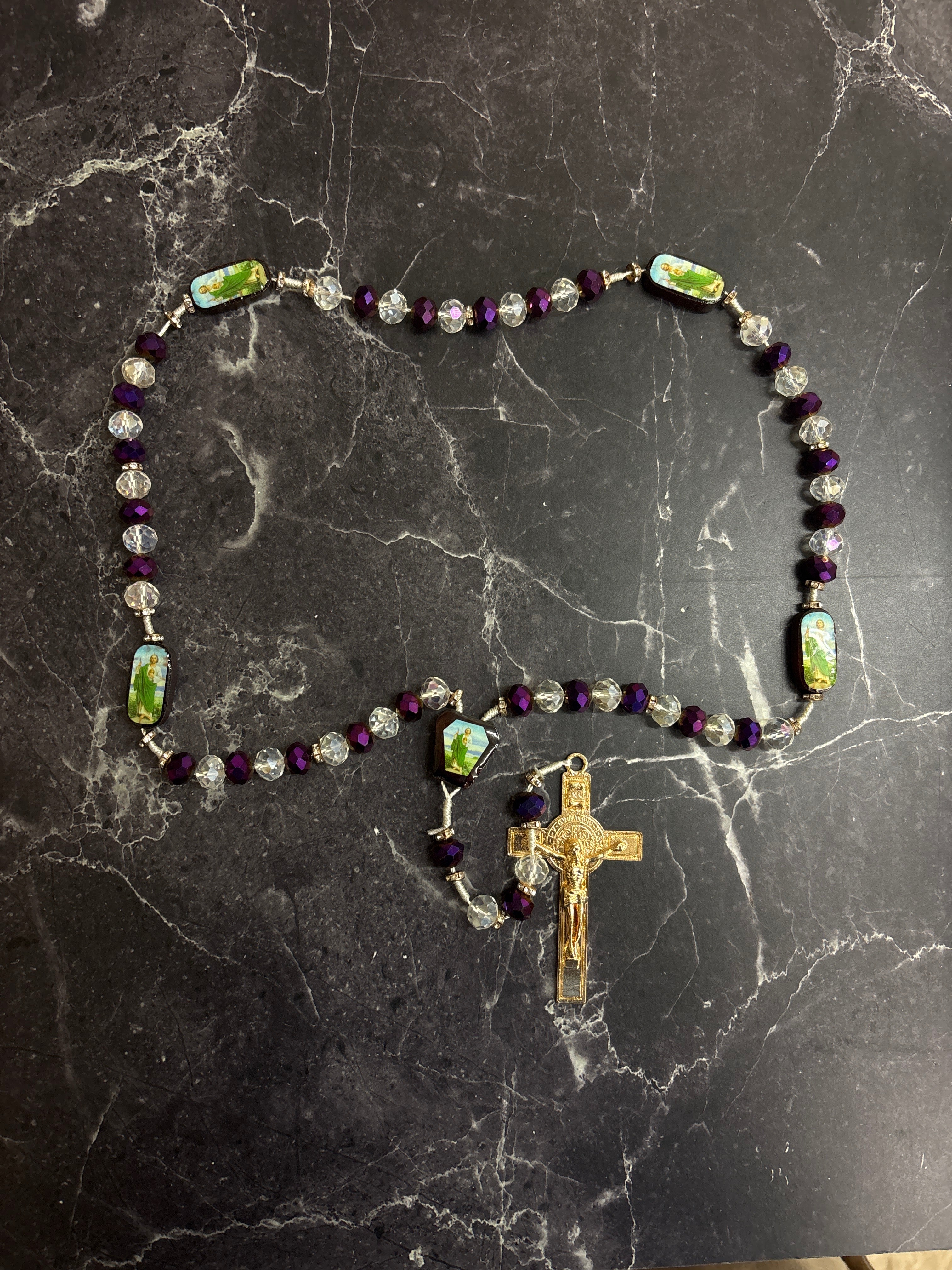 Saint Jude Beaded Rosary Necklace – Multiple Colors