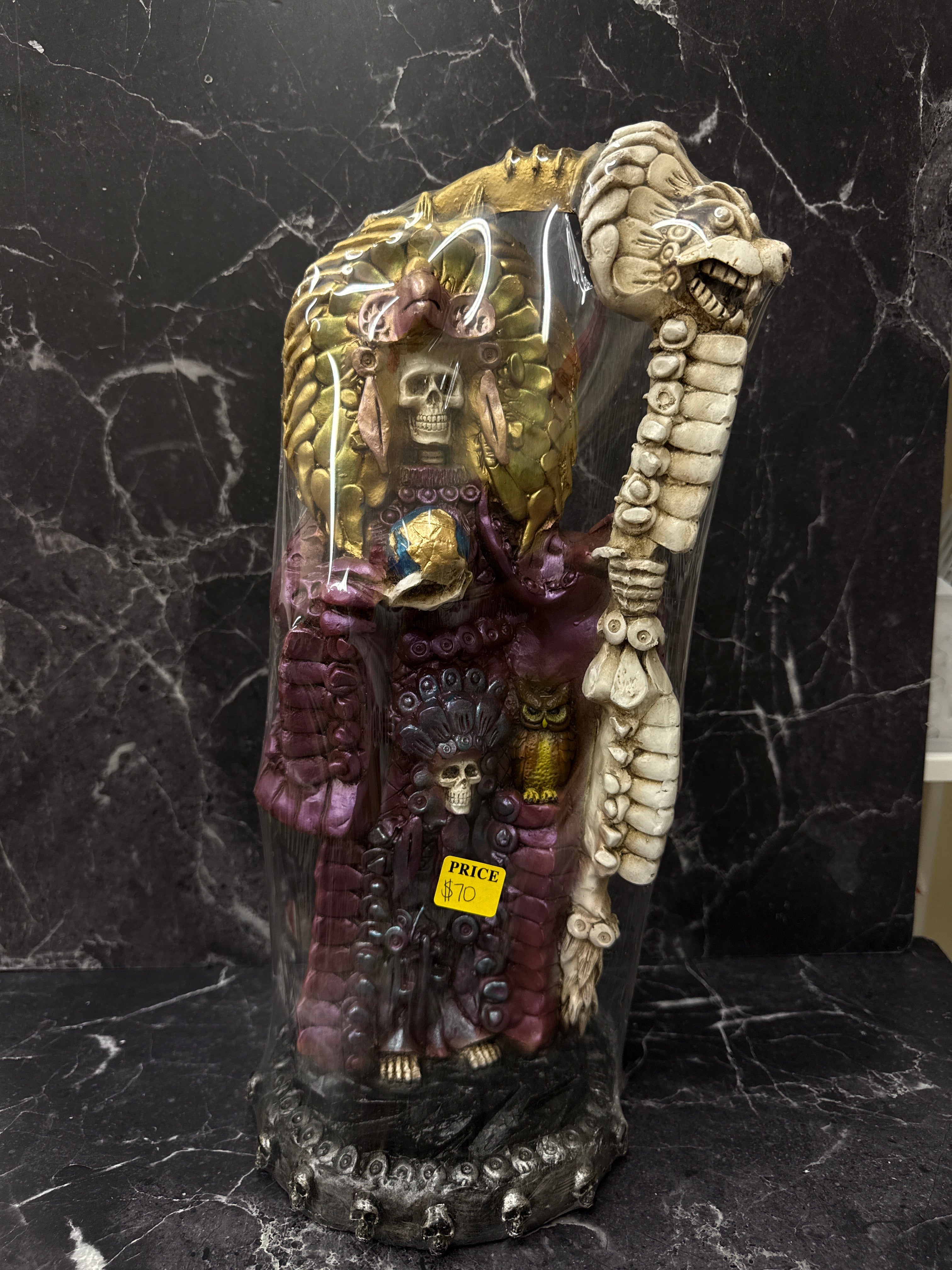 Santa Muerte Aztec Warrior Statues – Bone & Color Variants (12”)
