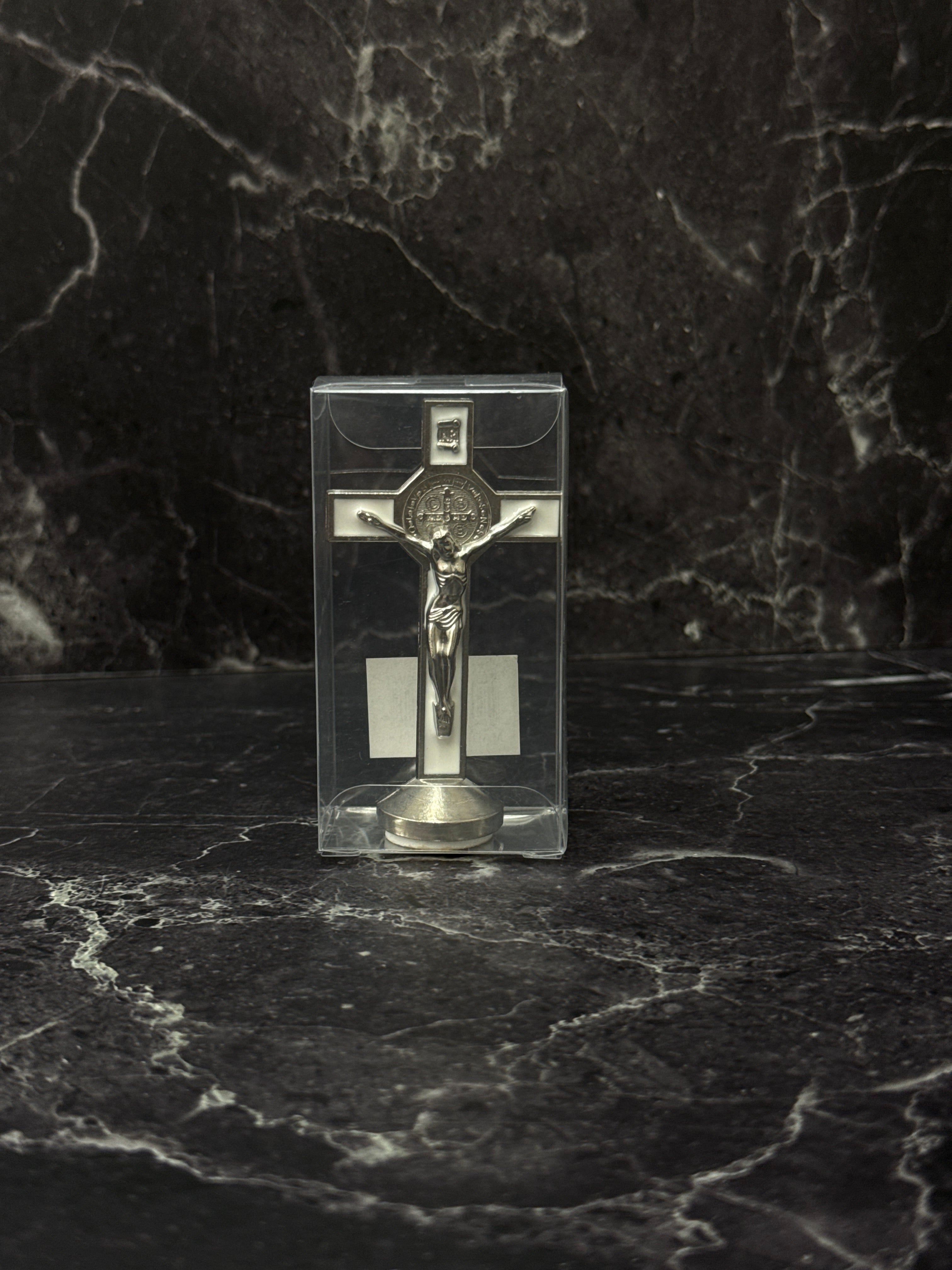 St. Benedict Standing Crucifix Collection – Black, White & Red Wood Finishes ✝️✨