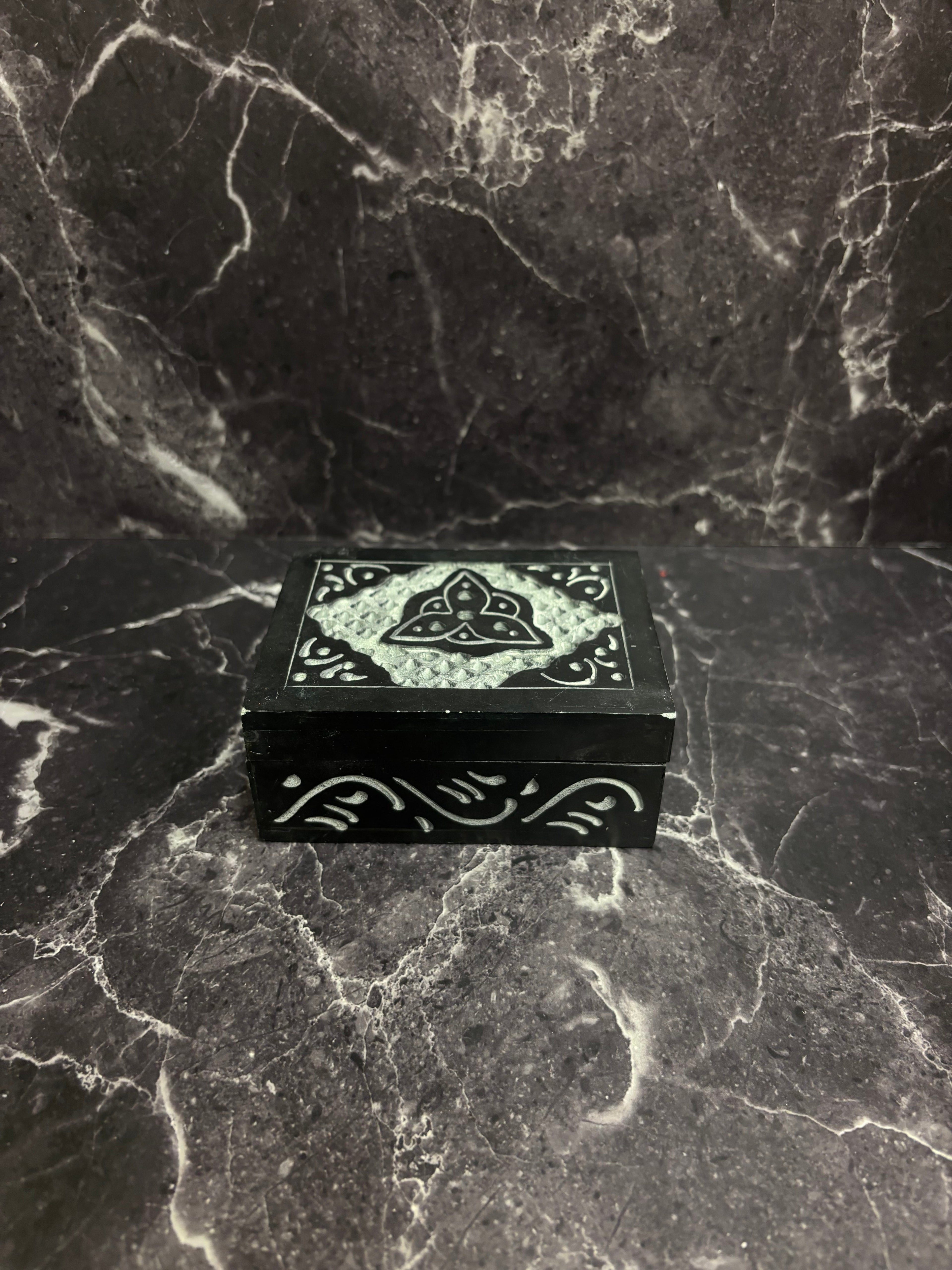 Handcrafted Black Onyx jewelry Boxes – Pentacle & Floral Design