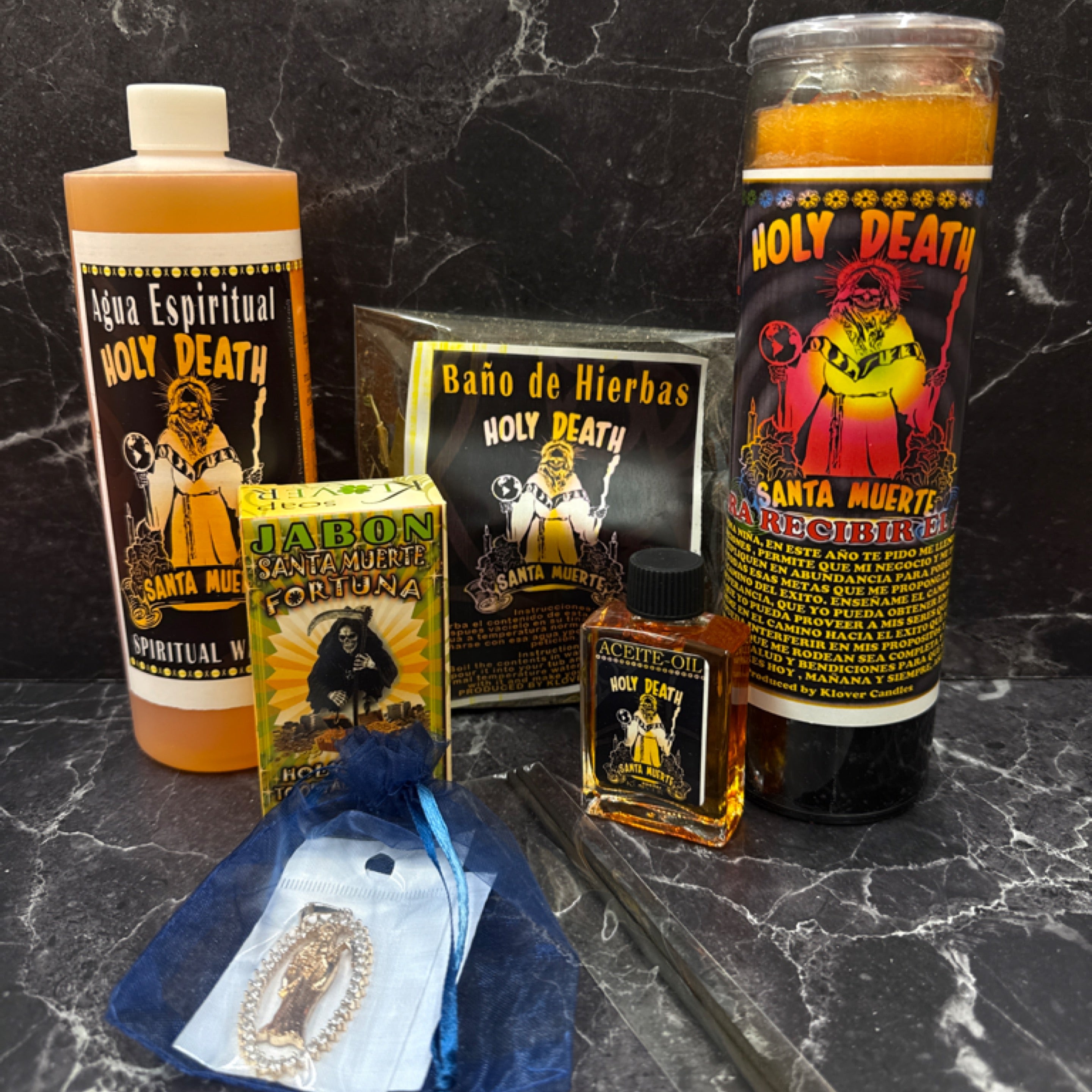 💀 Santa Muerte Holy Death Ritual Kit – Protection, Fortune & Spiritual Cleansing Set 🌹✨
