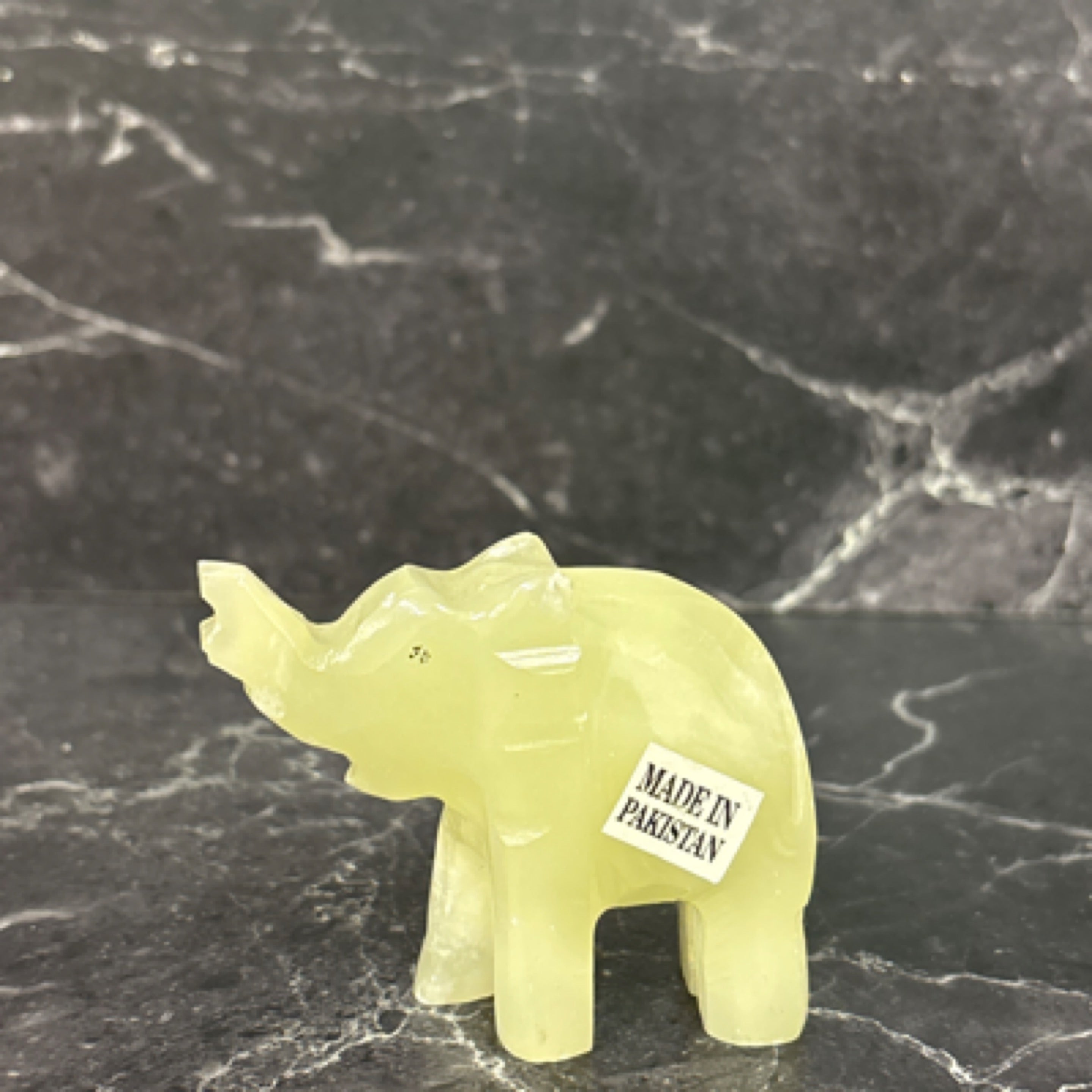 🐘 Yellow Jade Elephant Figurine – Prosperity, Wisdom & Positive Energy ✨🌼