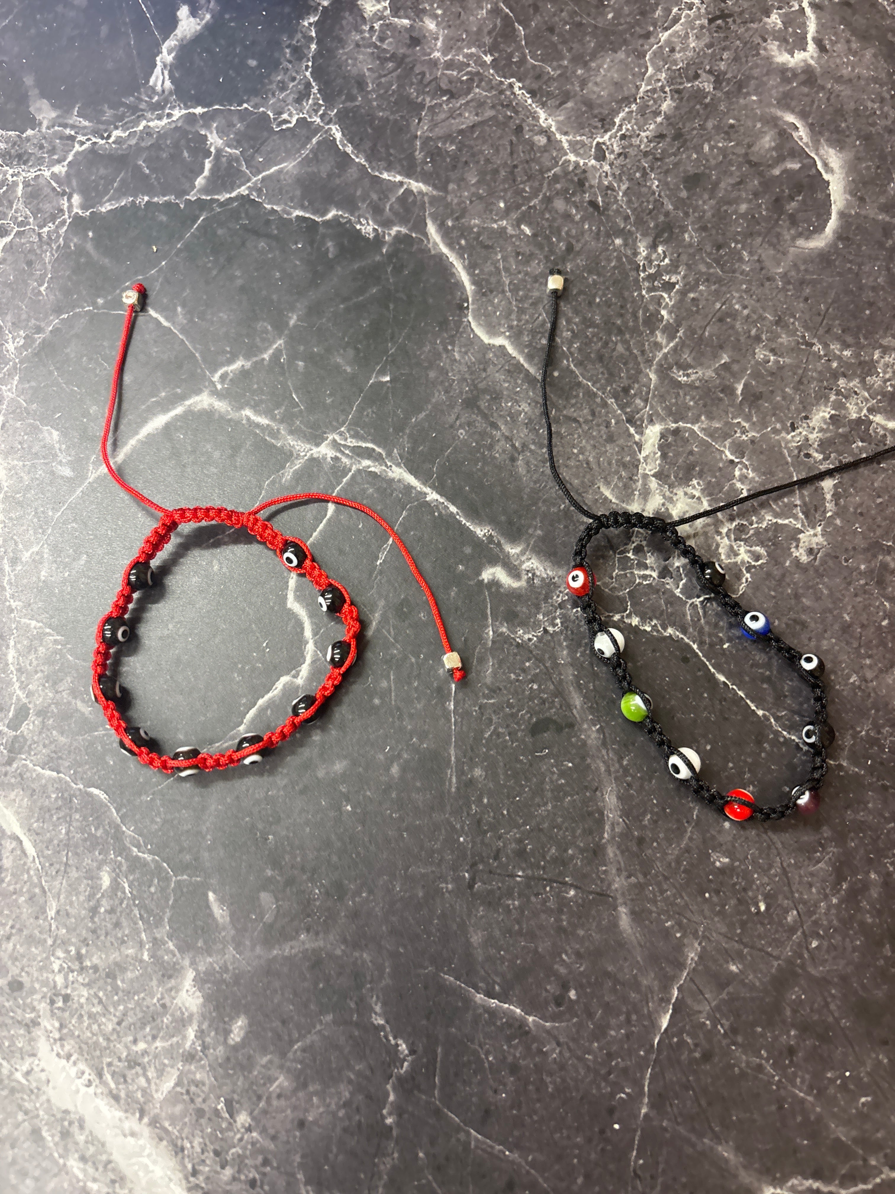🧿 Evil Eye Protection Bracelets – Adjustable Red & Black Cord Set ✨