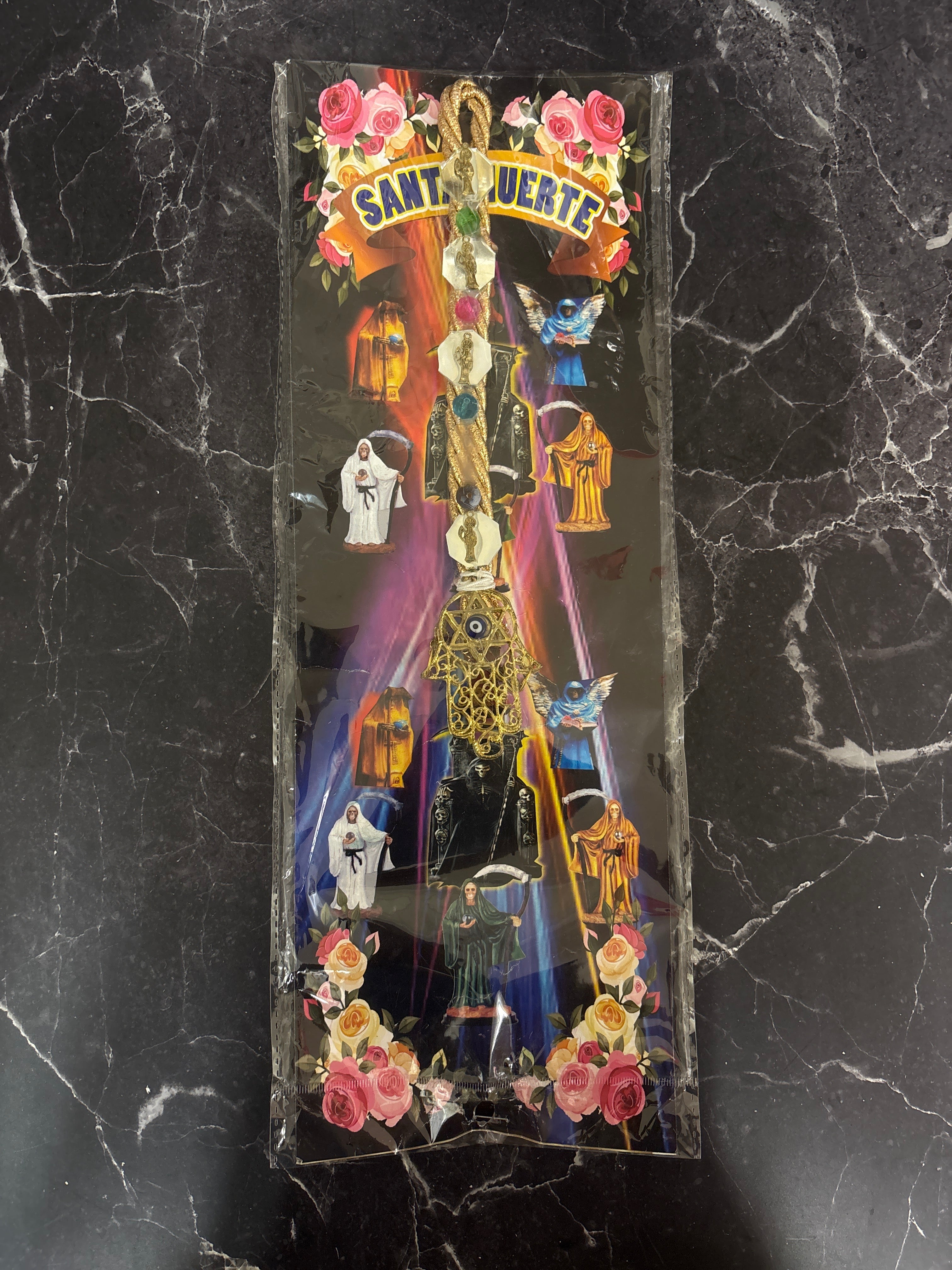 Santa Muerte 7-Colored Beaded Amulet – Protection & Blessings