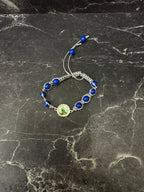 🌟 Adjustable Beaded Rosary Bracelets with Religious Medals – Light Blue, Black, Green, Dark Blue, Pink, Purple, White & Gray ✨