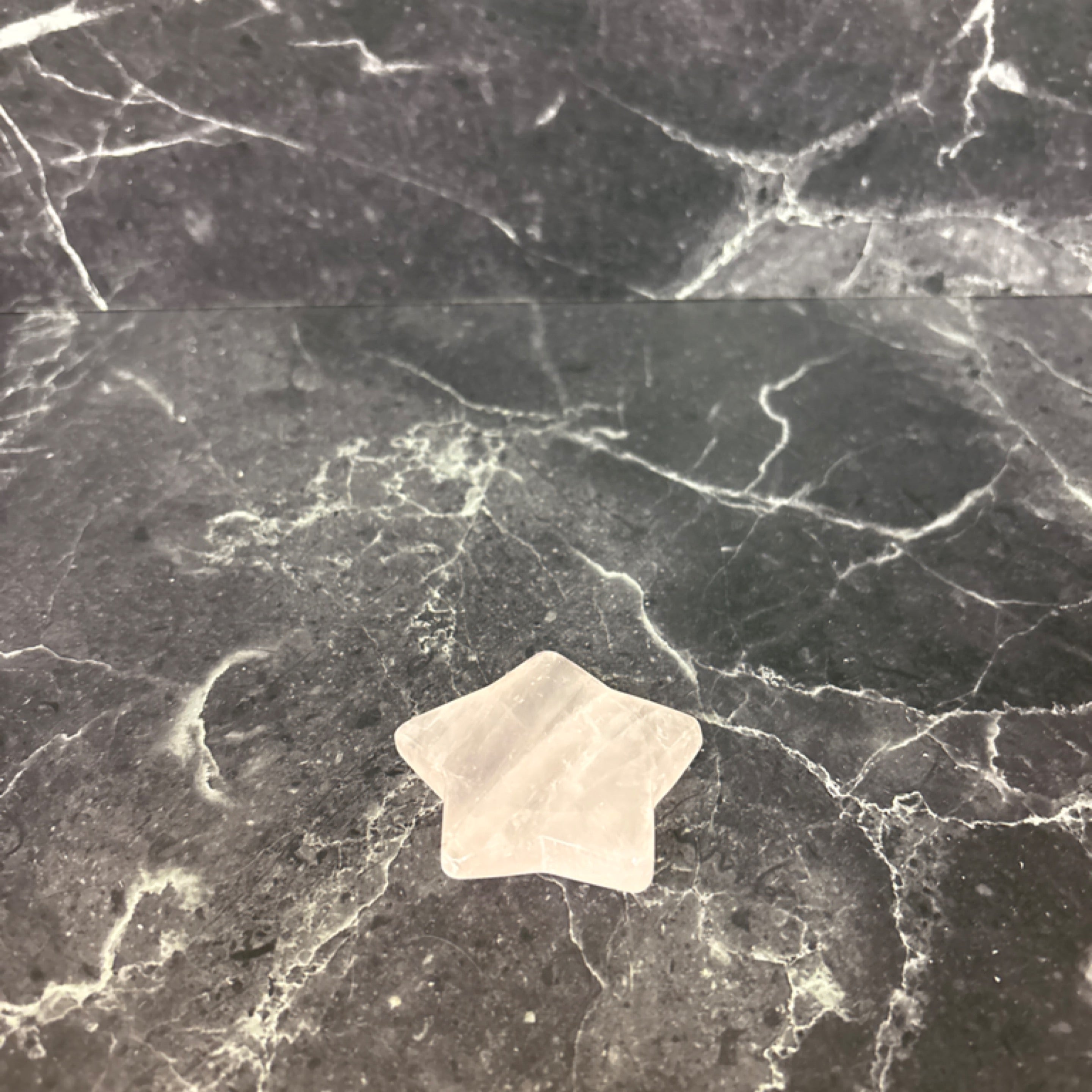 🌸 Rose Quartz Star on Black Marble
