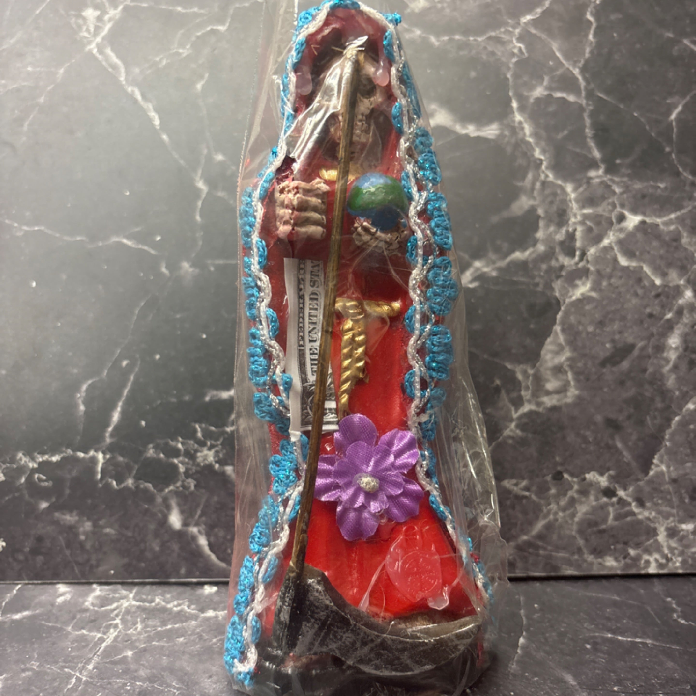 Red Santa Muerte Statue – Prosperity & Protection 🔮 (7”) prepared